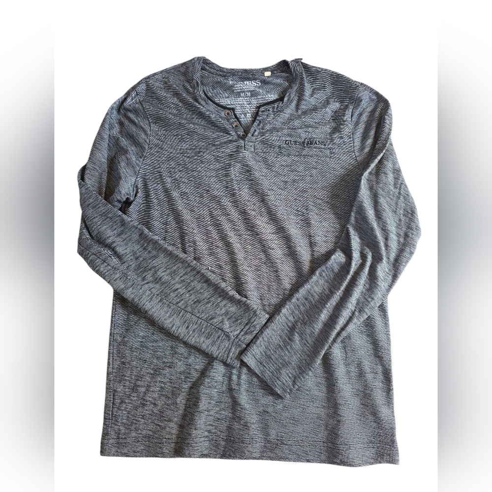 Guess Gray Logo Longsleeve T Shirt Size M
